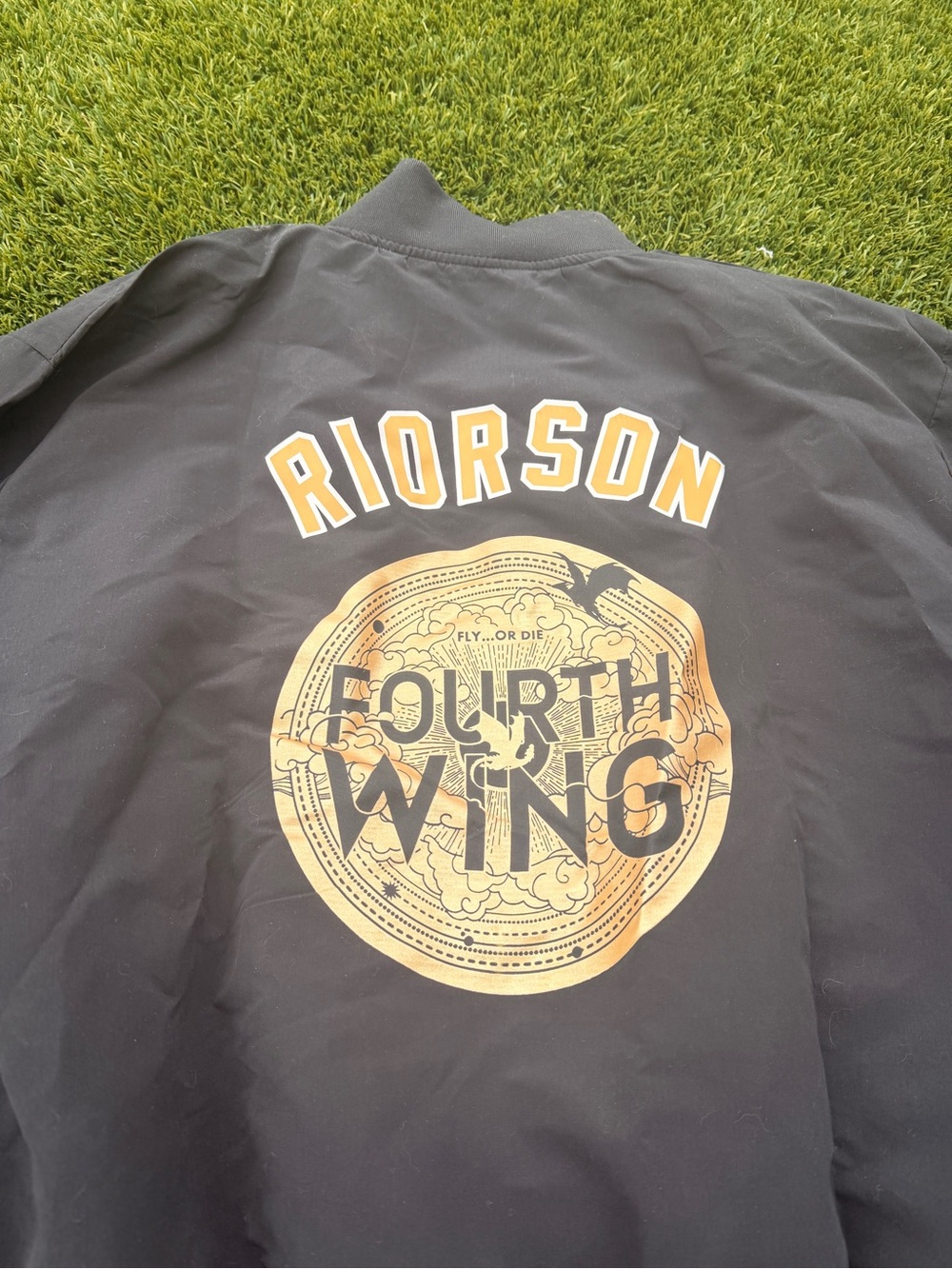 Fourth Wing Red Sox Black Bomber Jacket with Gold Trim - Picture 2 of 4